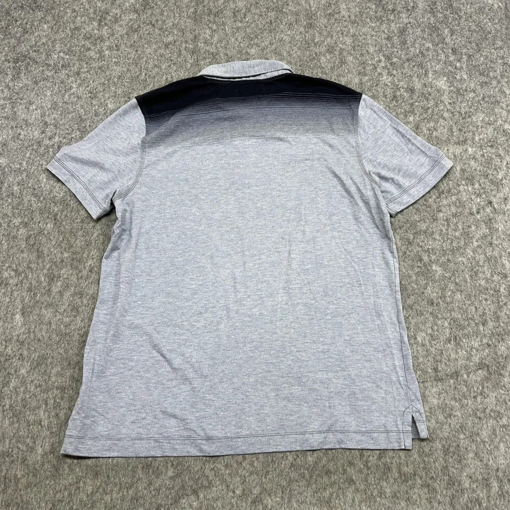 Banana Republic Polo Shirt Mens Large Gray Fitted Pima Ombre Short Sleeve Cotton